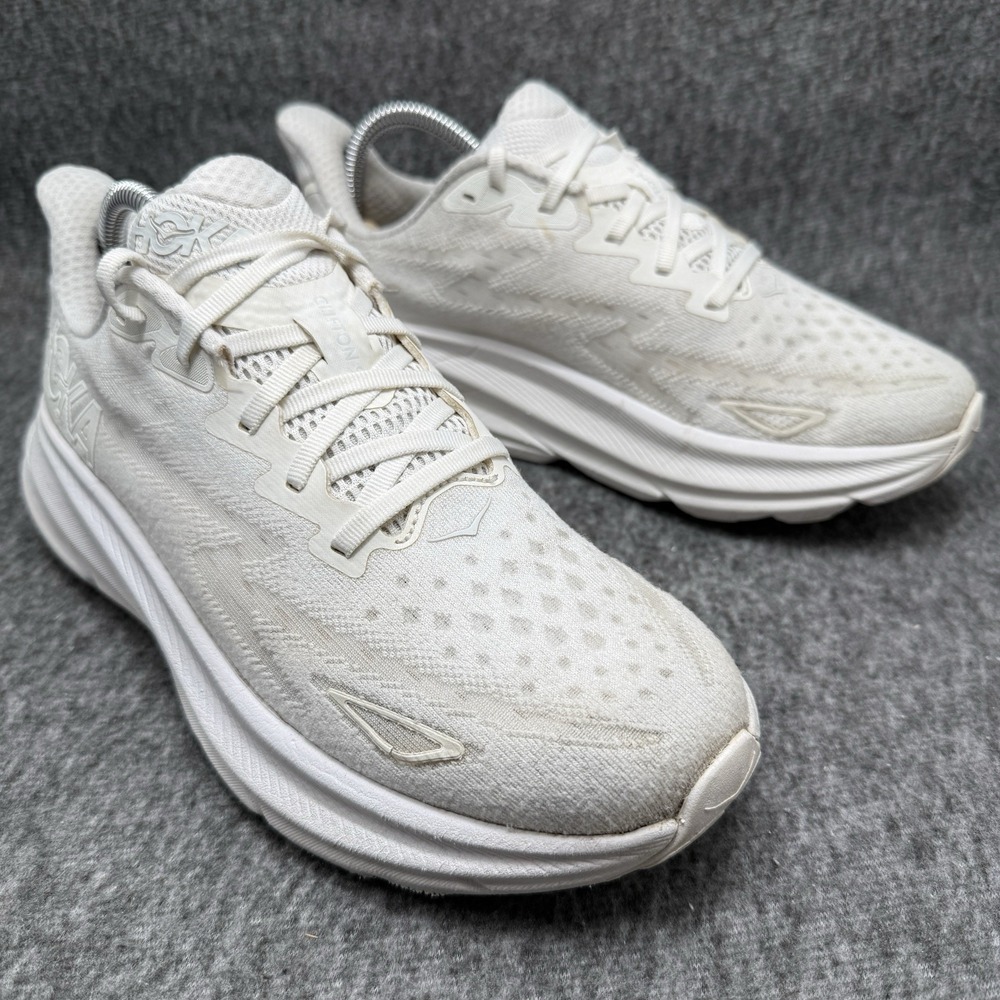 Hoka One One Clifton 9 Womens Size 9B White Lightweight Running Shoes Sneakers